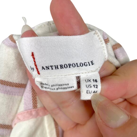 By Anthropologie Edisto Striped High Waist Paper Bag Shorts SZ 12 - Picture 9 of 10